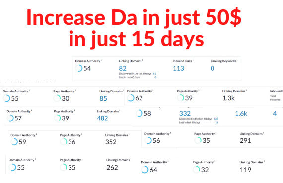 I will increase da domain authority 50 in just 15 days increase da