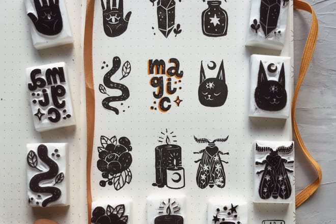 I will make a hand carved rubber stamp from magic collection