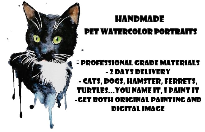 I will paint a beautiful watercolor portrait of your pet