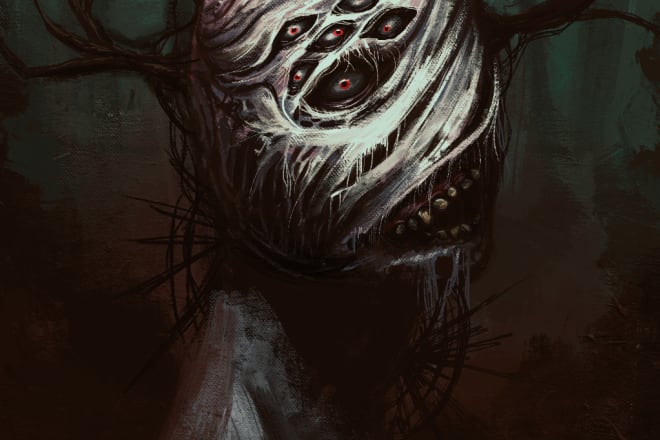 I will paint a creepy horror art illustration