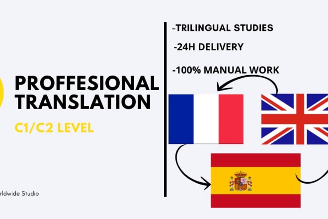 I will provide professionally english, french and spanish translation