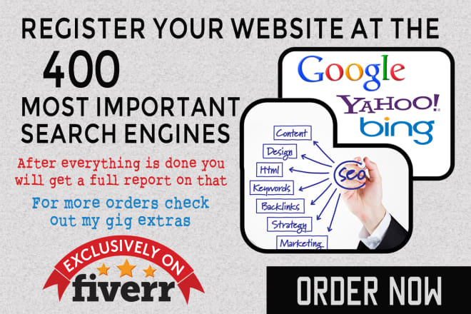 I will register your website at 400 search engines