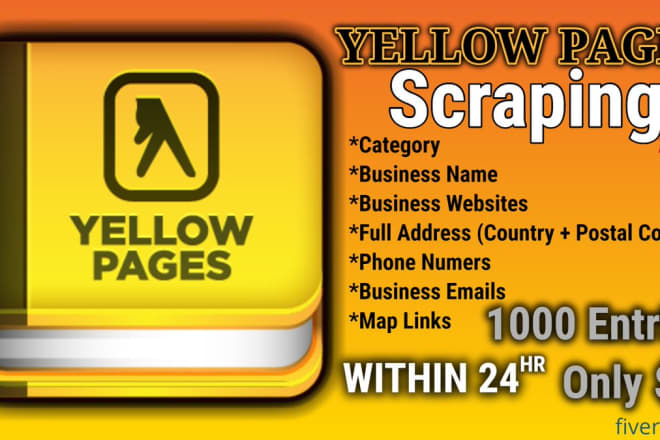 I will search yellow pages to get email lists,contacts,address