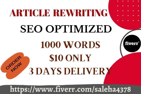 I will write and rewrite SEO optimized articles, blogs and web content