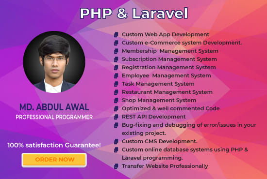 I will be your php programmer and do PHP and laravel projects for you
