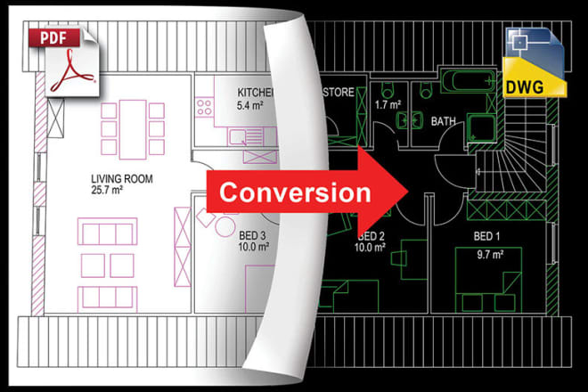 I will convert your PDF to dwg, dxf or dgn editable drawing file