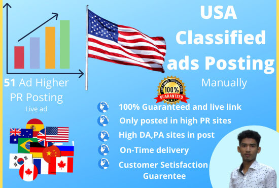 I will post your ads manually top rated classified sites in USA