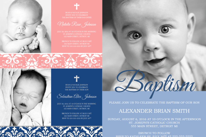 I will design a baptism invitation