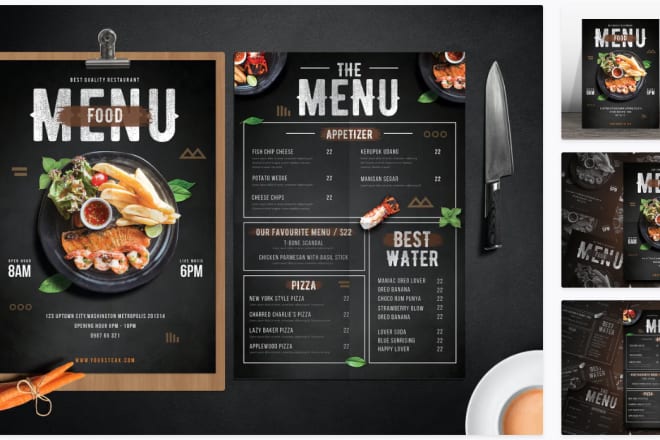 I will design an amazing flyer, food menu, any kind of menu promo