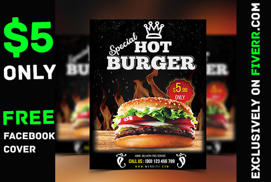 I will design flyer food flyer design with free facebook cover