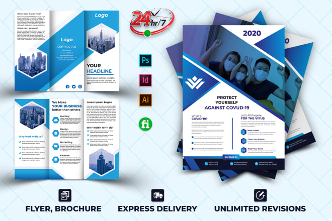 I will design flyer, trifold, bifold, brochure, postcard, catalog