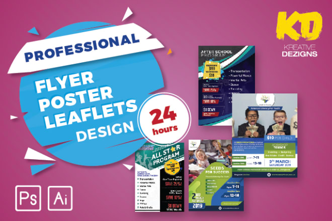 I will design professional flyers, leaflets, posters in 24 hours