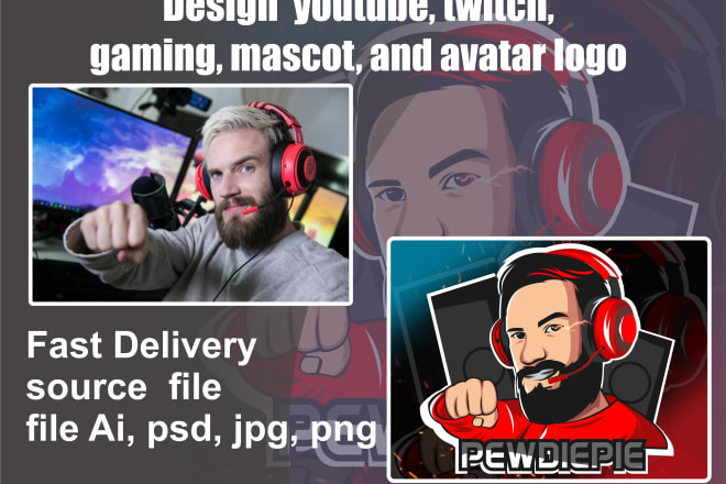 I will design youtube, twitch, gaming, mascot and avatar logo