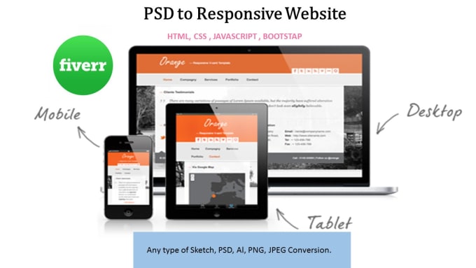 I will convert PSD to html,bootstrap,css grid,sementic ui