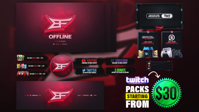 I will design a professional twitch overlay stream package for your stream