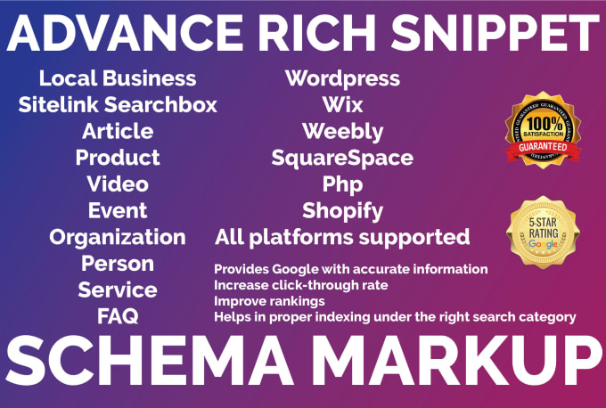 I will do advance rich snippets, schema markup in wix, wordpress, squarespace, shopify