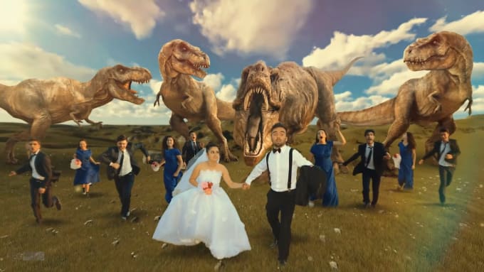 I will make wedding invitation video zombie,dinosaur,shark