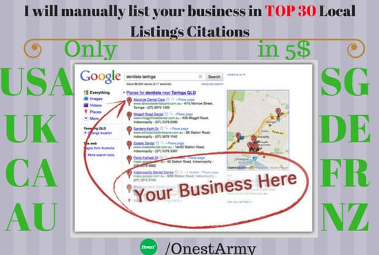 I will 100 local listings, directory submission, local citations