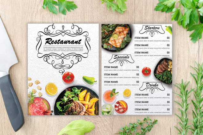 I will attractive design restaurant menu,food menu, brochure menu