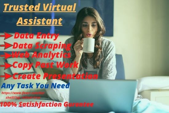 I will be trusted virtual assistant for data entry,web analytics