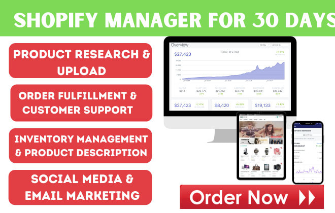 I will be your expert shopify store manager or virtual assistant
