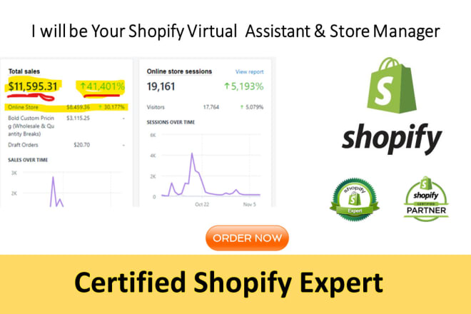 I will be your shopify oberlo fulfillment va and store manager