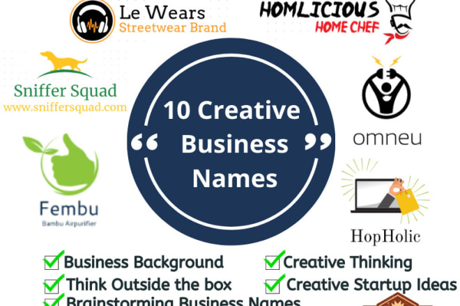 I will brainstorm 10 creative business name, brand, company name ideas