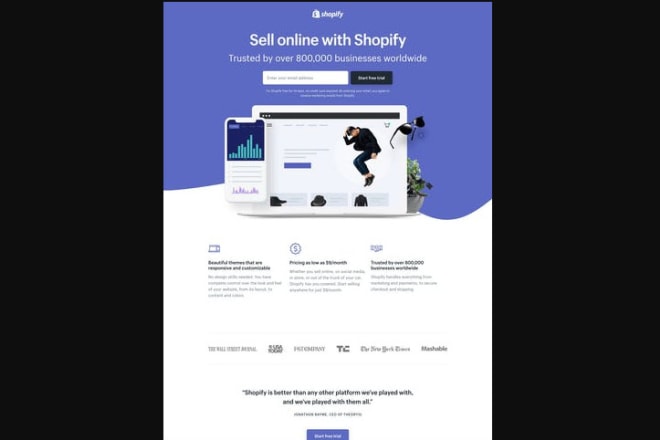 I will build shopify landing page, wix, wordpress, clickfunnel, mailchimp, getresponse