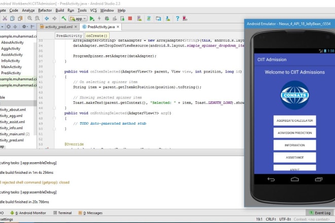 I will code android applications in android studio