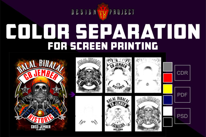 I will color separation for t shirt screen printing in 1 day