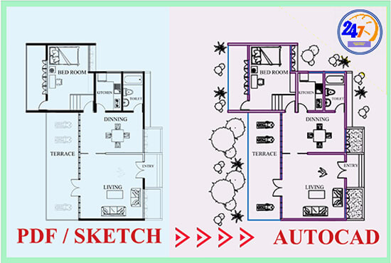 I will convert pdf, sketch or images to autocad dwg