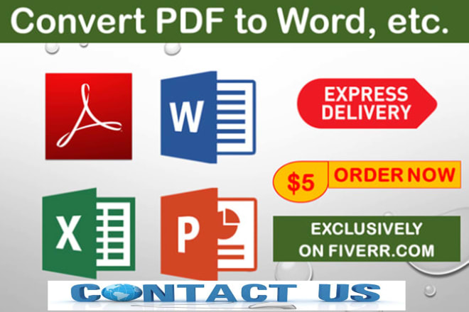 I will convert pdf to word or excel or html5 in 6 hrs