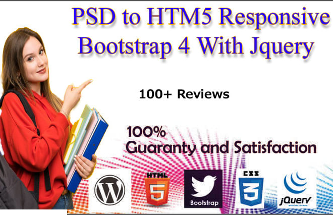 I will convert psd to html css3 responsive bootstrap 4 with free email templates