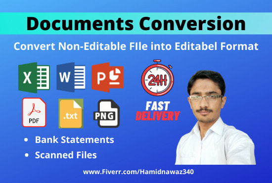 I will convert scanned PDF to word, excel and do file conversion