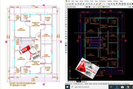 I will convert your PDF or jpg to dwg or dxf