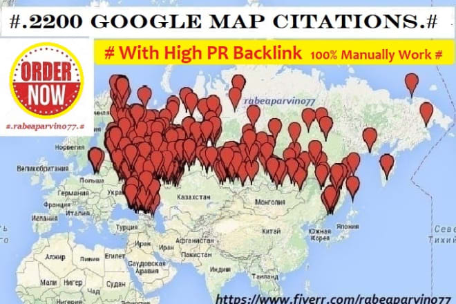 I will create 2200 google map citations with high PR backlink