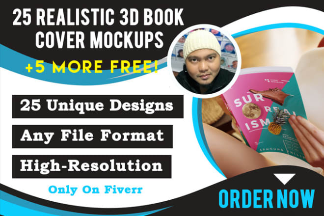 I will create 65 different 3d book cover mockup with promo video