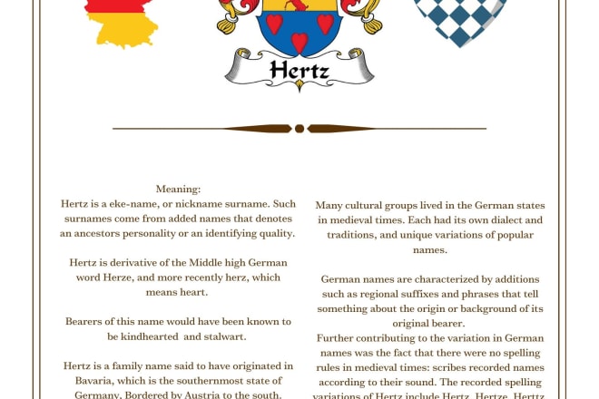 I will create a family name history and find your family crest