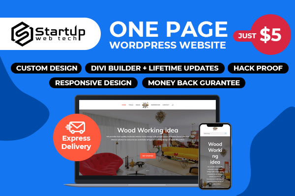 I will create a wordpress one page website with divi, wix or elementor