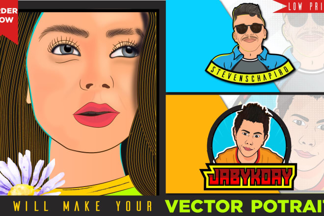 I will create an amazing face into vector colored art portrait