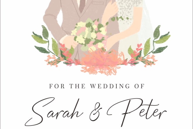 I will create an invitation for the wedding party with illustration
