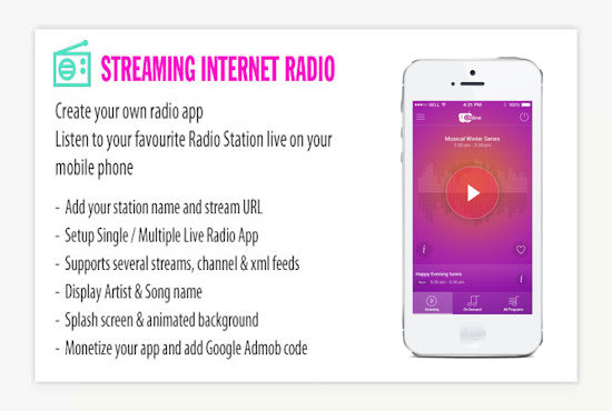 I will create an online radio station with iphone and android apps
