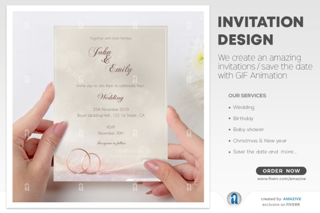 I will create animated GIF invitations for wedding,save the date etc