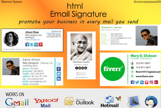 I will create clickable html email signature