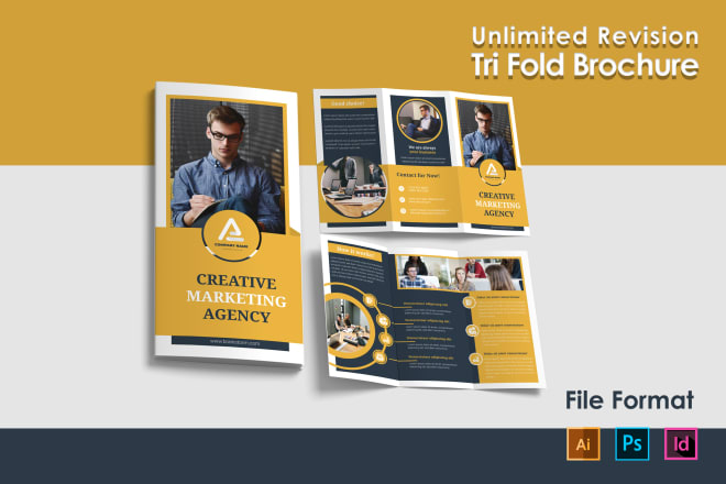 I will create corporate brochure trifold leaflet catalog design within 6 hours