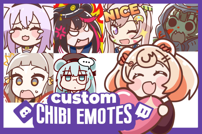 I will create cute chibi custom emotes for twitch or discord etc