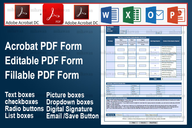 I will create fillable PDF form acrobat fillable form dynamic PDF