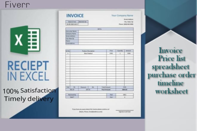 I will create invoice, purchase order, price list, spread sheet