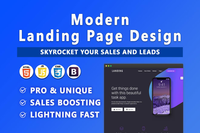 I will create modern responsive landing page design