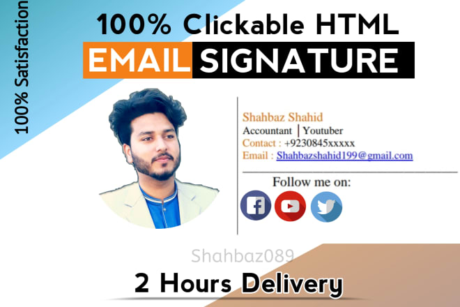 I will create professional clickable HTML email signature for gmail, outlook and mac